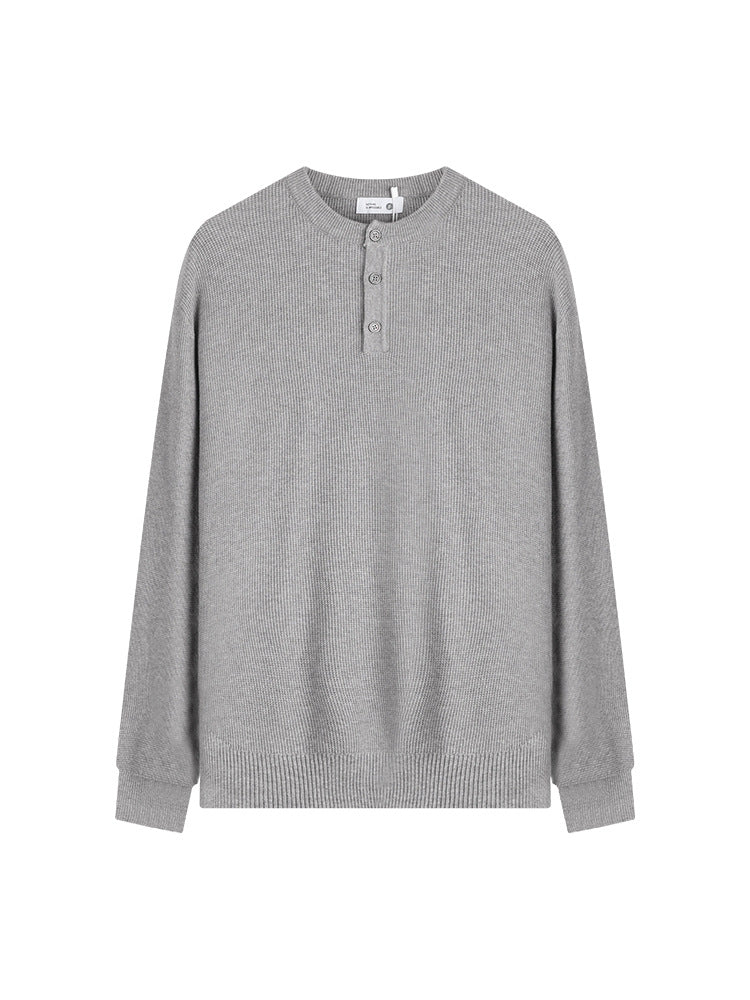 Waffle Knit Long Sleeve Henley