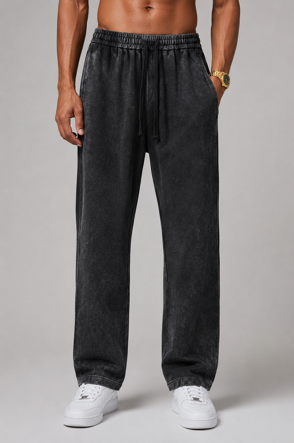Acid Washed Straight Leg Sweatpant