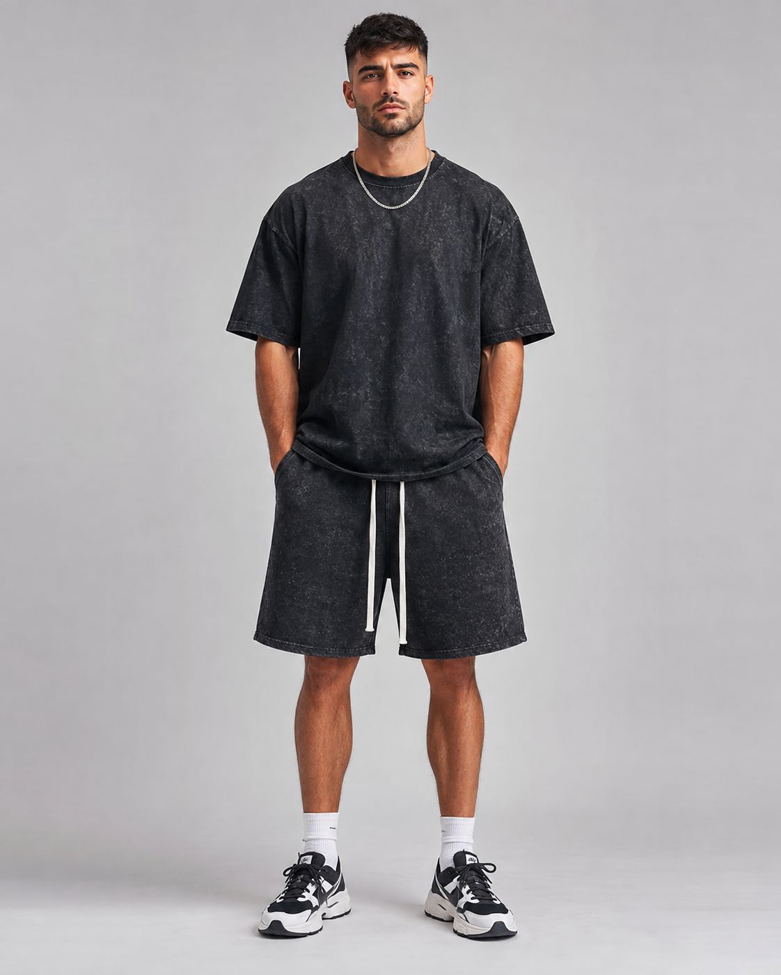Acid Washed Longline Shorts