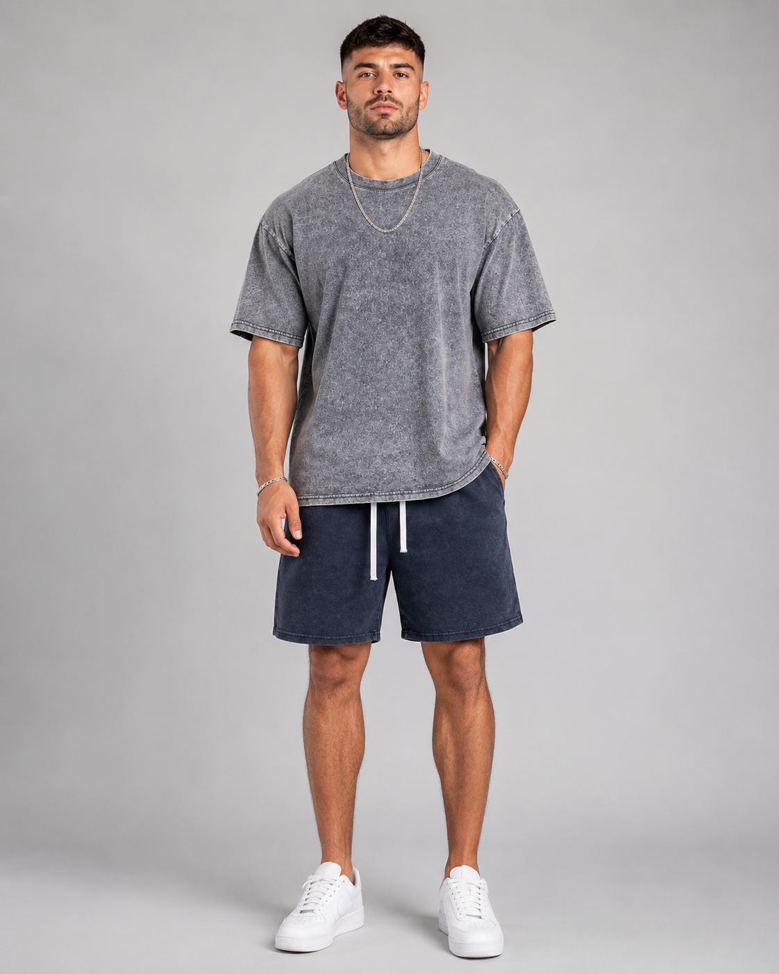 Acid Washed Longline Shorts