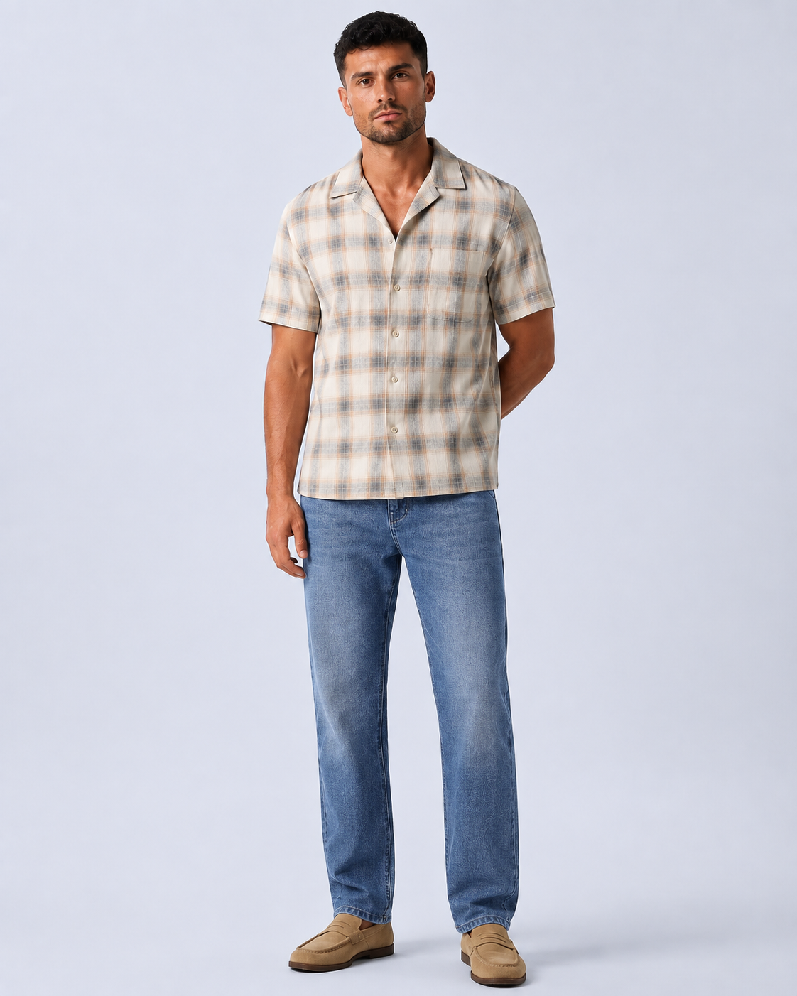 Stretch Straight Leg Denim Pants