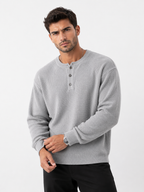 Waffle Knit Long Sleeve Henley