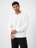 Waffle Knit Long Sleeve Henley