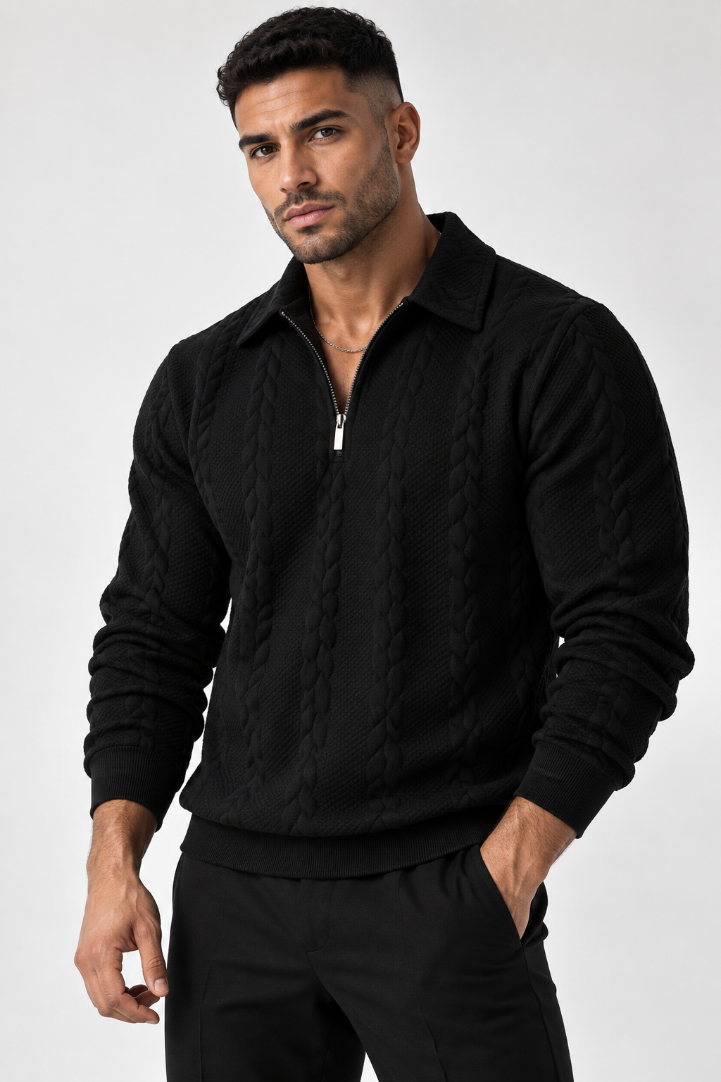 Cable Knit Quarter-Zip