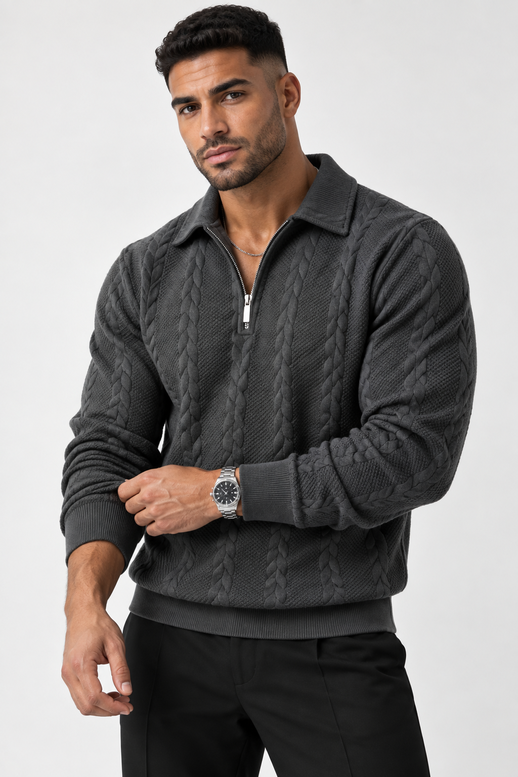 Cable Knit Quarter-Zip