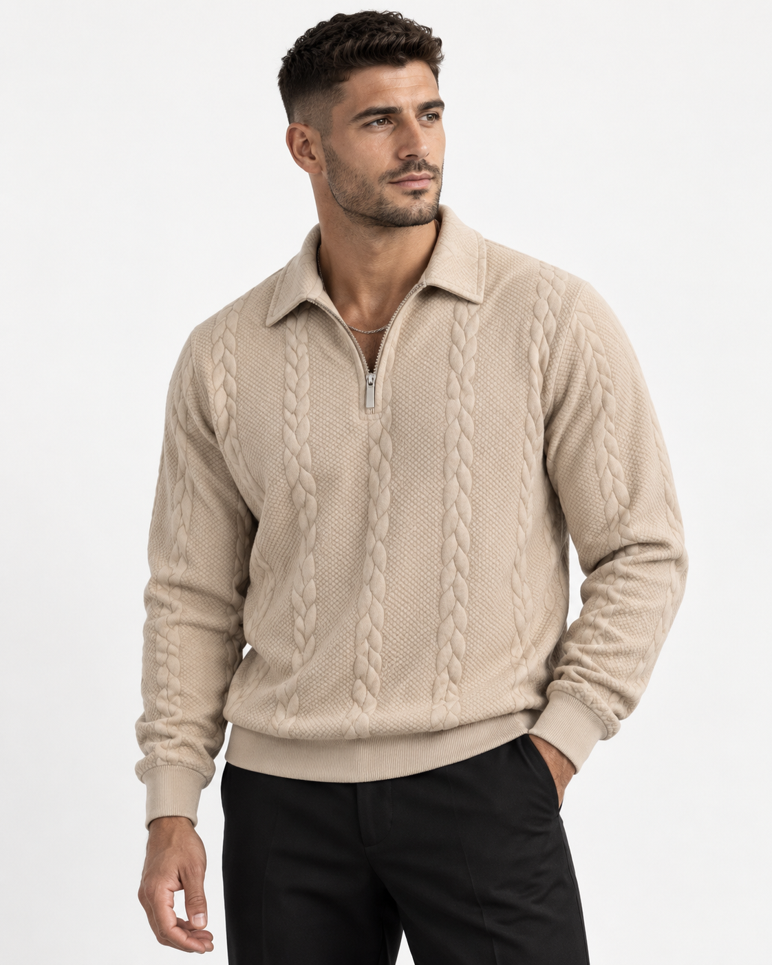 Cable Knit Quarter-Zip