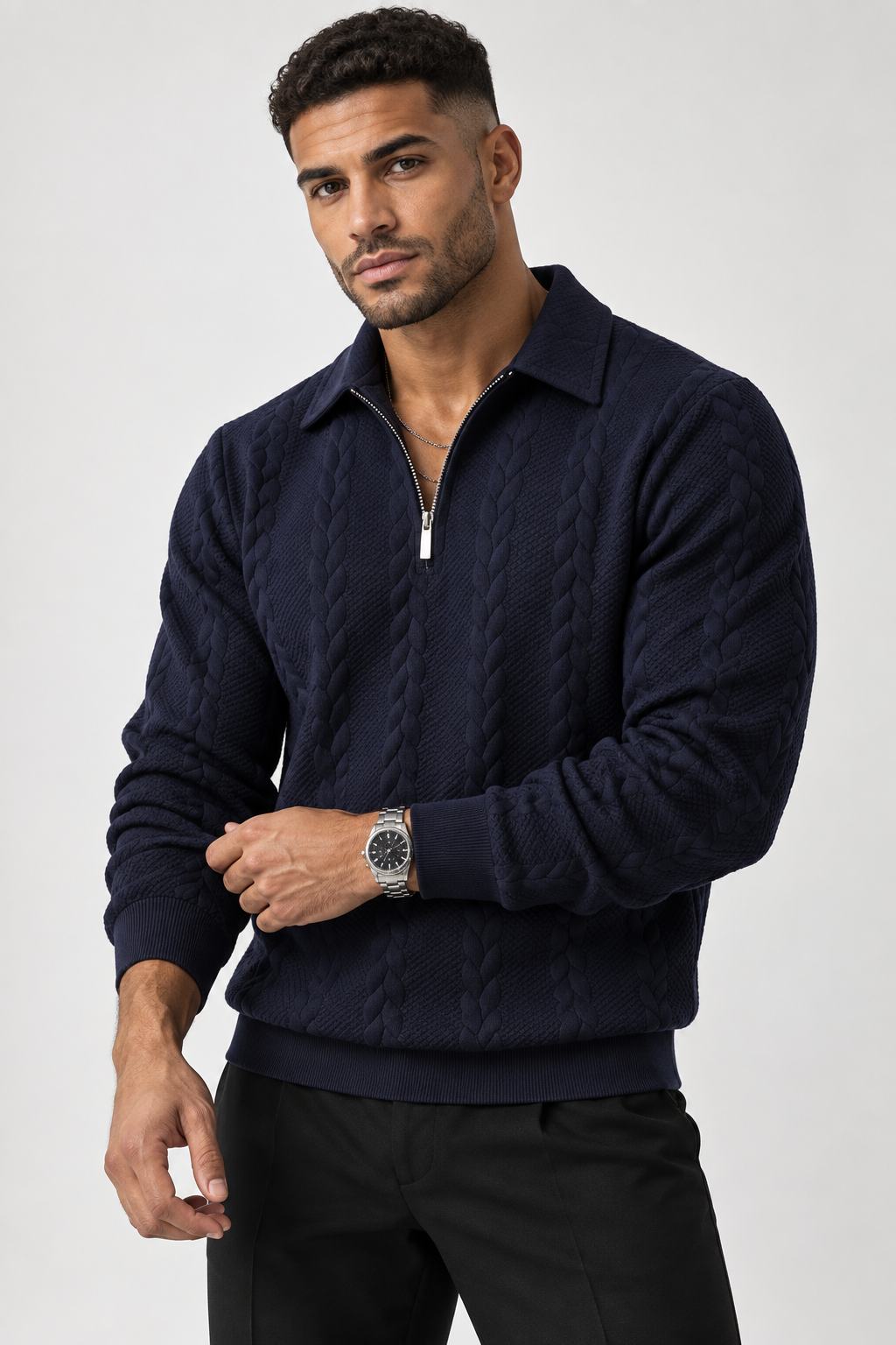 Cable Knit Quarter-Zip