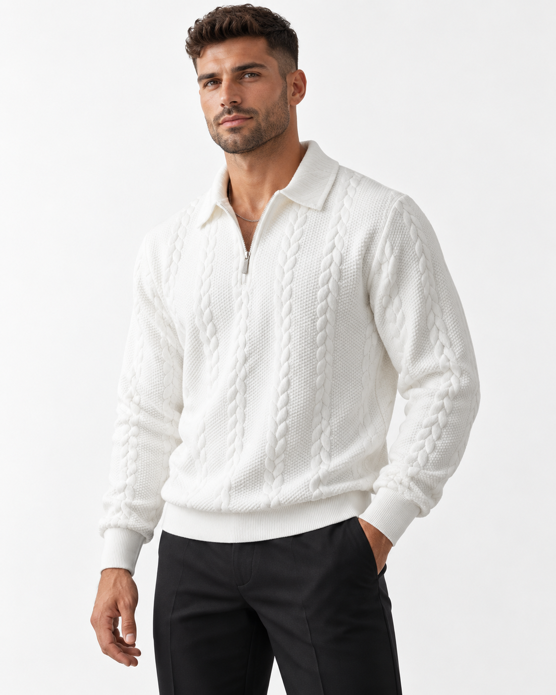 Cable Knit Quarter-Zip